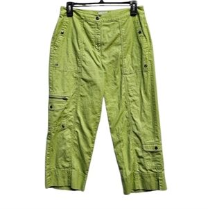 Chico's Lime Green 100% Cotton Multi Pocket Capri Pants Size 0.5 or US 6
